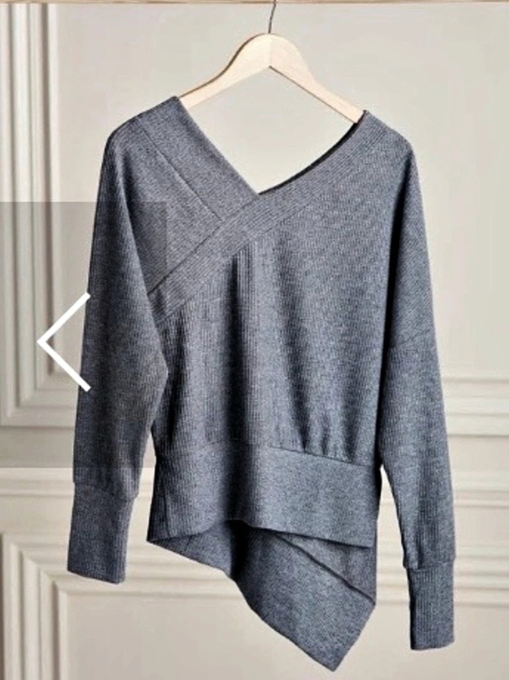 Stella & Dot Double V Sweater Blue-Gray Large